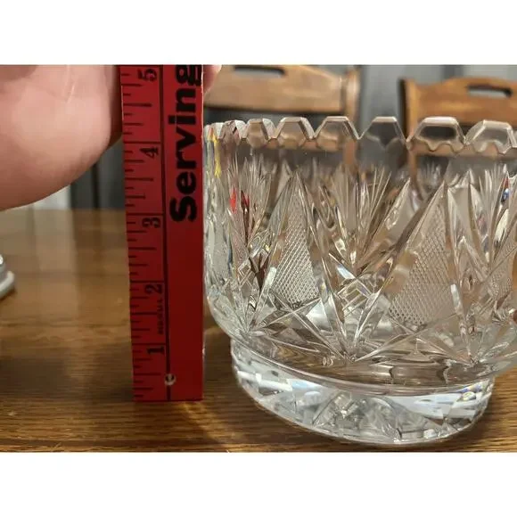Antique American Brilliant Period Cut Crystal Centerpiece Bowl Sawtooth Edge - Picture 6 of 6